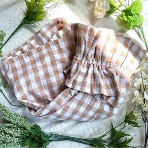 Entro brown and white gingham romper with tie back